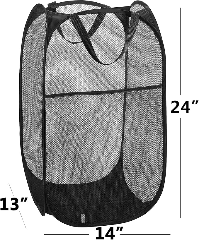 2 Laundry Baskets, pop-up Laundry Baskets, Foldable mesh Laundry Baskets (Each with 2 Reinforced Handles)…, Blue