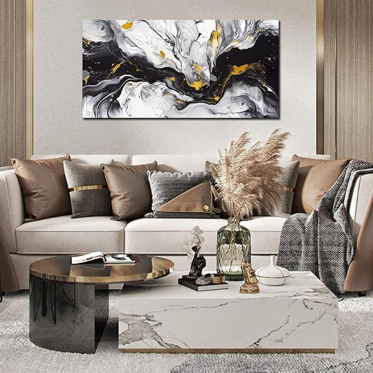 Alsingbago Large Abstract Canvas Wall Art for Living Room Bedroom Black and White Picture Ink and Wash Style Prints for Home Office Decoration Size 20x40 Ready to Hang