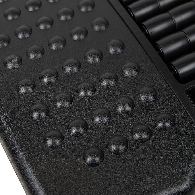 Mind Reader Adjustable Height Ergonomic Foot Rest with Massage Rollers, Black