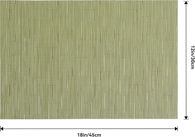Leetaltree Pea Green Placemats Set of 12 - Heat Resistant Non-Slip Place mats for Dining Table, Washable Durable PVC Vinyl Woven Table Mats(Pea Green, 12)