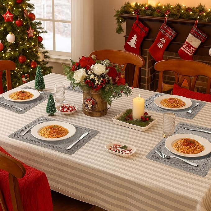 Placemats Set of 4, Heat Resistant & Waterproof Table Mats for Dining, Non Slip Scratch Proof Place Mats for Kitchen, Easy to Clean - Outdoor,Indoor Use(17x12 Inch)