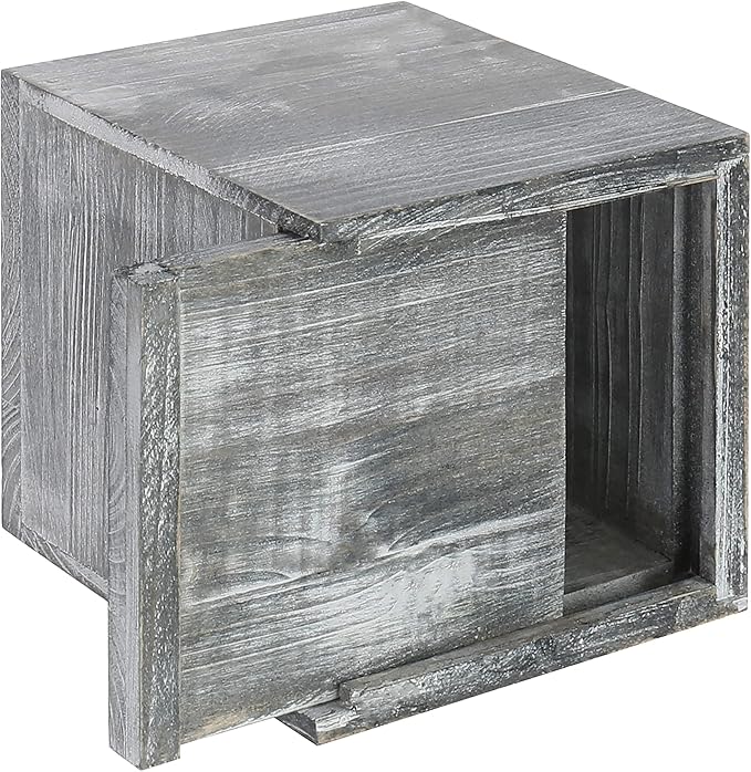 MyGift Graywashed Wood Decorative Tissue Box Holder Cover, Bathroom Facial Tissue Box Cover with Easy Refill Slide-Out Bottom Panel