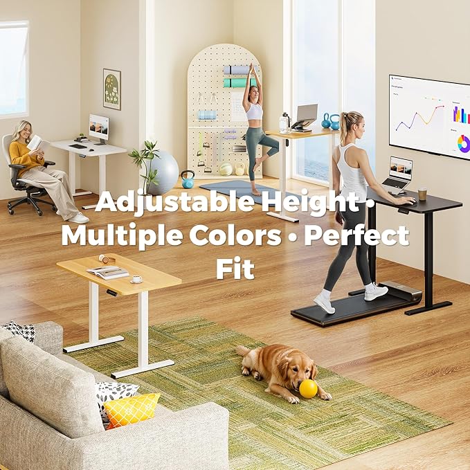 One-Piece Standing Desk 47 x 24 Inches, Small Adjustable Height Desk, Electric Sit Stand Desks Home Office Computer Workstation, Maple