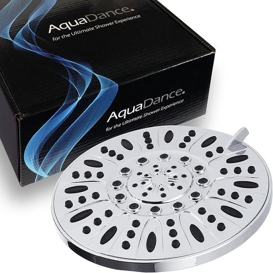 AquaDance High Pressure 6-Setting, 7" Rainfall Shower Head – Tested to Meet US Quality Standards, Angle-Adjustable, with Tool-Free Installation – Chrome Finish