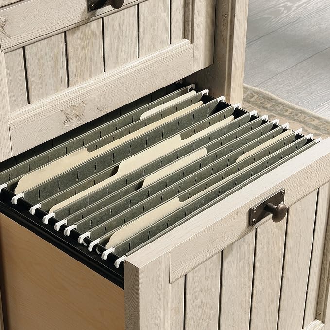 Sauder Costa Office Desk with Drawers, Executive Desk with File Drawer Storage, in Chalked Chestnut
