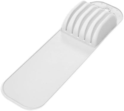 madesmart Knife Mat, Soft-Grip Slot Organizer for 5 Knives, Non-Slip Drawer Insert Protects Blades and Drawers, Space-Saving Kitchen Knife Storage, Grey