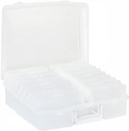 novelinks Transparent 4" x 6" Photo Cases and Clear Craft Keeper with Handle, 16 Inner Photo Organizers & Photo Storage Box, Plastic Photo Storage Containers (Clear)