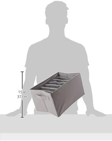 Amazon Basics Deep Drawer Organizer for Clothes, Collapsible Storage Boxes for Socks, Underwear and Baby Items, Set of 4, Gray | Pack of 2