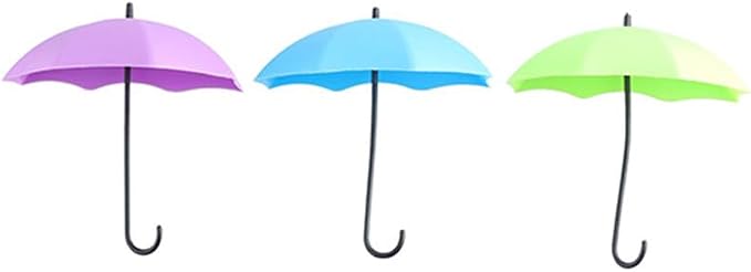 Leadigol 12pcs Colorful Umbrella Key Holder,Adhesive Wall Hooks Wall Rack Decorative Wall Hanging Hooks,for Keys, Jewelry and Other Small Items