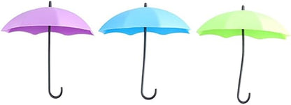 Leadigol 12pcs Colorful Umbrella Key Holder,Adhesive Wall Hooks Wall Rack Decorative Wall Hanging Hooks,for Keys, Jewelry and Other Small Items
