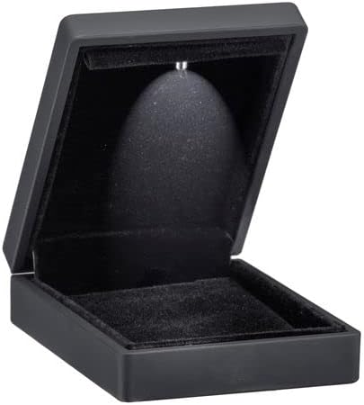 Allure - Luxury Pendant Box With LED Light, Square Shaped Elegant Diamond Pendant Case, For Unique Proposal, Engagement Or Wedding, Small, Black Velvet Interior Jewelry Display Gift Box. 6 Boxes.