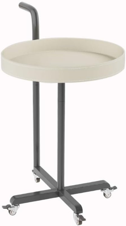 Rolling Utility Cart with Novelty Design, Mobile Saddle Leather Trolley, Organizer Trolley with Lockable Wheels, Multifunctional Serving Cart for Living Room (White)