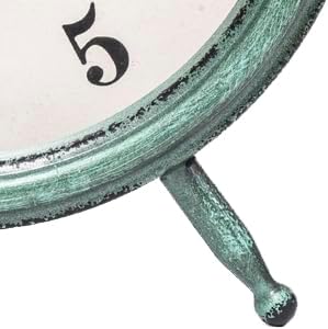 MACVAD EMAX Home Vintage Green Rustic Retro Table Clock, Silent Non-Ticking, Battery Operated, 10.5"H, 7.28"W, Green Dial, Tabletop, Indoor, Kitchen