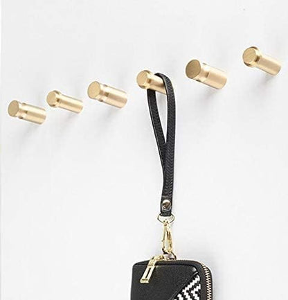 YANGQIHOME Pack of 4, Solid Gold Brass Coat Hooks Wall Hanger Mounted Bathroom Hook Kitchenware Organizer Lavatory,Clothing Store, Hotel, Cafe,Hat,Towel,Heavy Duty Contemporary Decorative (Concave)