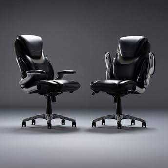 NBF Ergonomic Executive Office Chair with Flip up Arms and Lumbar Support - Ideal for Home, Study - Modern Chairs with Iridescent Silver Finish, 30.5" D x 26.5" W, Black, Gray