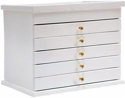 6-layer White Jewelry Box Organizer, Exquisitely Lucky Four Leaf Clover Wooden Jewelry Storage Organizer Great Ideal for Earring, Ring, Necklace, Bracelets,Christmas Gifts