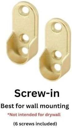 Matte Brass Aluminum Oval Wardrobe Tube Closet Rod with Two End Supports and Installation screws (18 INCH)