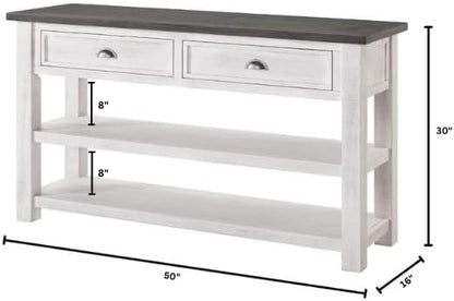 Martin Svensson Home Monterey Solid Wood Sofa Console Table White with Grey Top