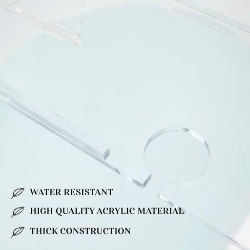 38" Supreme - Clear Acrylic Bathtub Tray Caddy Tub Shelf, Spa Board Luxury Bathroom Bath tub Table, Fits Across Bathtubs, Book, iPad and Wine Glass Holder (Supreme, 38")