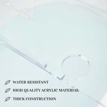 38" Supreme - Clear Acrylic Bathtub Tray Caddy Tub Shelf, Spa Board Luxury Bathroom Bath tub Table, Fits Across Bathtubs, Book, iPad and Wine Glass Holder (Supreme, 38")