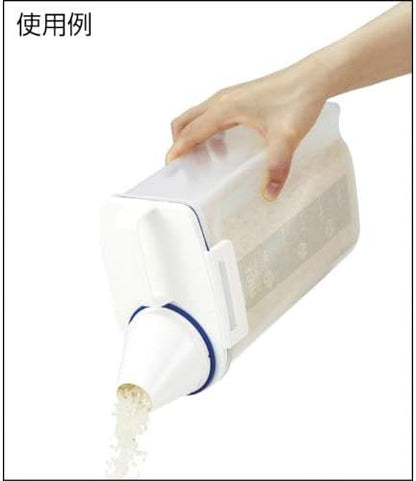 Asvel 7509 Rice Container Bin with Pour Spout Plastic Clear 2KG（White）