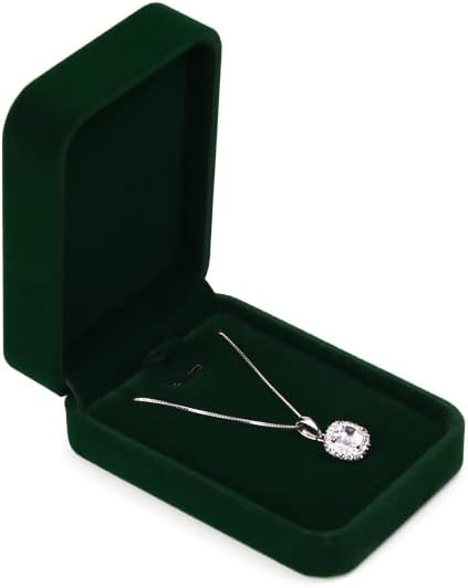 Green Small Necklace Box Velvet Jewelry Gift Box for Pendant Necklace Jewelry Pendant Gift Box