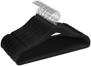 Utopia Home Velvet Hangers 50 Pack – Luxury Non-Slip Slim Suit & Coat Hangers, Strong Space-Saving Clothes Hangers with Pants Bar and 360° Swivel Hook – Black