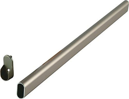 Oval Closet Rod with End Supports (Satin Nickel, 30" Wide Space)