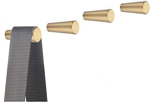 YANGQIHOME Pack of 4, Gold Brass Decorative Wall Hooks Towel Hook, Coat Hook Hangers Wall Mounted (Conical)