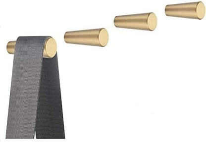 YANGQIHOME Pack of 4, Gold Brass Decorative Wall Hooks Towel Hook, Coat Hook Hangers Wall Mounted (Conical)
