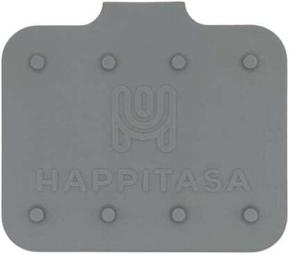 Happitasa Silicone Soap Dish Tray and Sponge Holder with Drain Chute and Feet | 3-Way Sloped Design | Bathroom and Kitchen Sink Organizer Caddy (Grey, 5"x4")