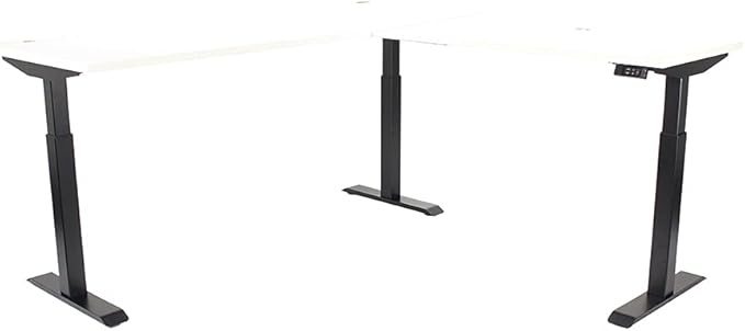 Lift It, 72"x24" Electric Height Adjustable Desk and 48"x24" Return for Office or Home, Dual Motor, 4 Memory/USB Charging LED Control, Brite White Top and Black Frame