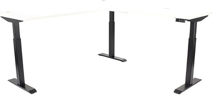 Lift It, 72"x24" Electric Height Adjustable Desk and 48"x24" Return for Office or Home, Dual Motor, 4 Memory/USB Charging LED Control, Brite White Top and Black Frame