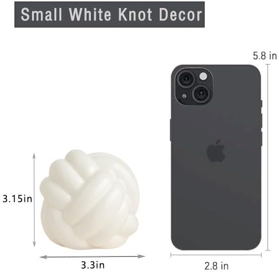 Small Ceramic Knot Decor, Chain Link Decor, Coffee Table Decor, Book Shelf Decor, Entry Table Decor, Aesthetic Minimalist Decorative Objects for Modern Home Living Room, Desk Decor for Office (White)