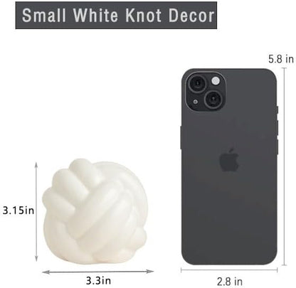 Small Ceramic Knot Decor, Chain Link Decor, Coffee Table Decor, Book Shelf Decor, Entry Table Decor, Aesthetic Minimalist Decorative Objects for Modern Home Living Room, Desk Decor for Office (White)