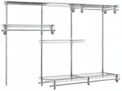 ClosetMaid ShelfTrack Wire Closet Organizer System, Adjustable from 4 to 6 Ft., with Shelves, Clothes Rods, Hardware, Durable Steel, Satin Chrome