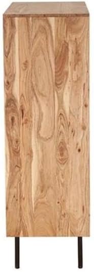 Pemberly Row Contemporary Solid Acacia Wood Bar in Natural Finish