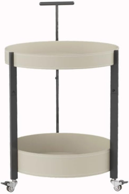 Unique Stylish 2 Tiers Saddle Leather Carbon Steel Finished Trolley Cart for Living Room Serving Cart for Kitchen Side Table for Bedroom (White)