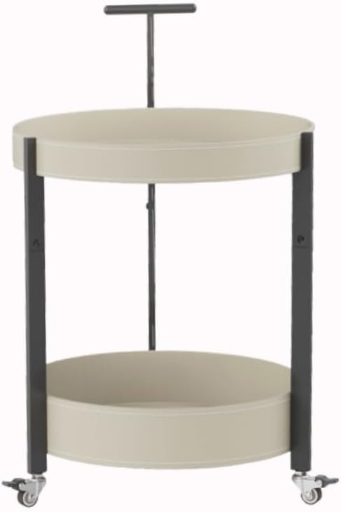 Unique Stylish 2 Tiers Saddle Leather Carbon Steel Finished Trolley Cart for Living Room Serving Cart for Kitchen Side Table for Bedroom (White)