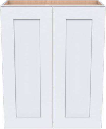 Wall-Mounted Cabinet – Solid Wood Shaker Style Medicine Cabinet with Adjustable Shelves & Soft-Close Doors for Bathroom, Kitchen, and Office Storage (White, 36" W x 12" D x 30" H)