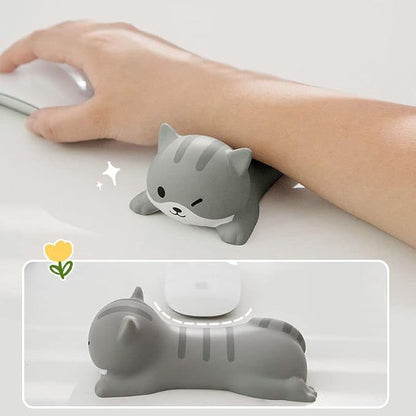 Cityhermit Cute Wrist Rest Support for Mouse Computer Arm Rest for Desk Ergonomic Kawaii Office Supplies Slow Rising PU Mouse Pad (Grey Cat-2pcs)