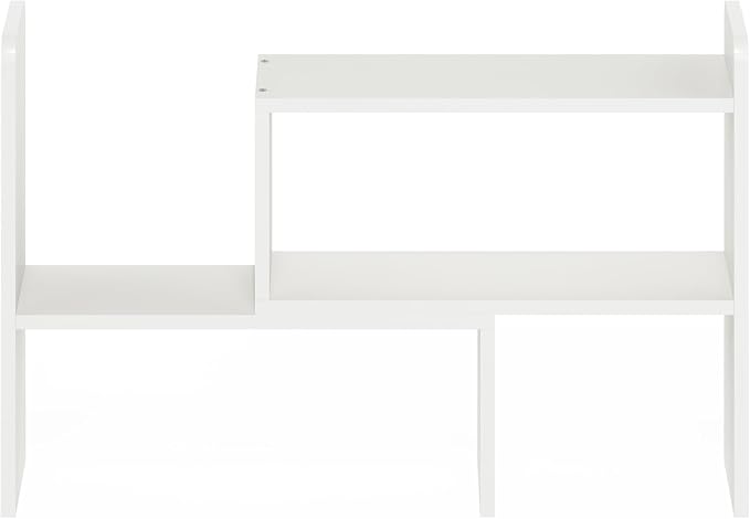Furinno Classic Desk Organizers and Accessories, Office Organization, Desk Top Book Shelf, for Office Supplies, Office Desk Accessories, Plain White