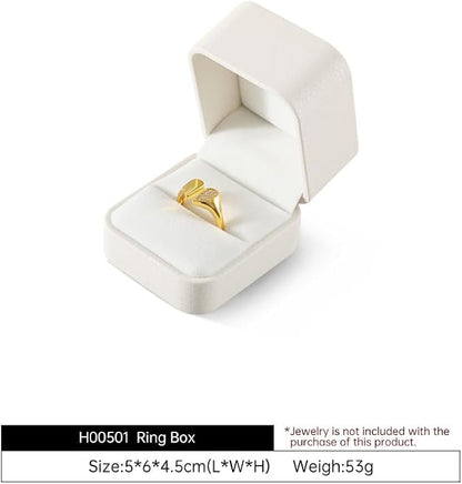 Ring Box Wedding Day, Leather Wedding Ring Box,Premium Engagement Ring Holder,Luxury Ring Display Case,White Jewelry Box