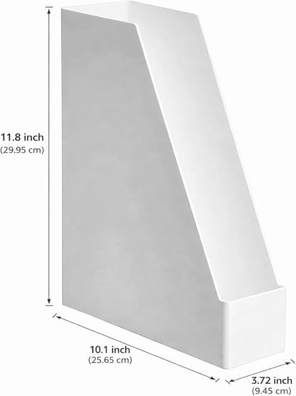 Amazon Basics Rectangular Plastic Desk Organizer, Magazine Rack, White, 2-Pack