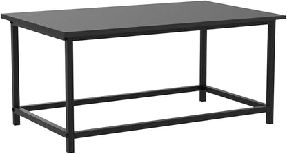 SAYGOER Black Coffee Table Simple Modern Rectangular Center Table Open Space Minimalist for Living Room Home Office Industrial Cocktail Tables, Easy Assembly, 39.37 x 19.69 x 17.72