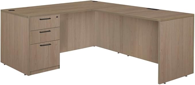 Regency Legacy 71 x 82 in. L Desk with Single Full Pedestal Drawer Unit- Noble Oak