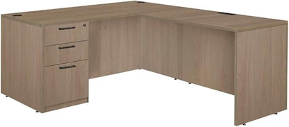Regency Legacy 71 x 82 in. L Desk with Single Full Pedestal Drawer Unit- Noble Oak