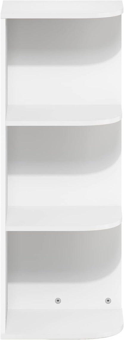 Furinno PASIR Book Shelf, 3-Tier Corner Bookshelf, Open Shelves Bookcase 9.3 x 12 x 31.5, for Living Room, Bedroom, Home Office, White