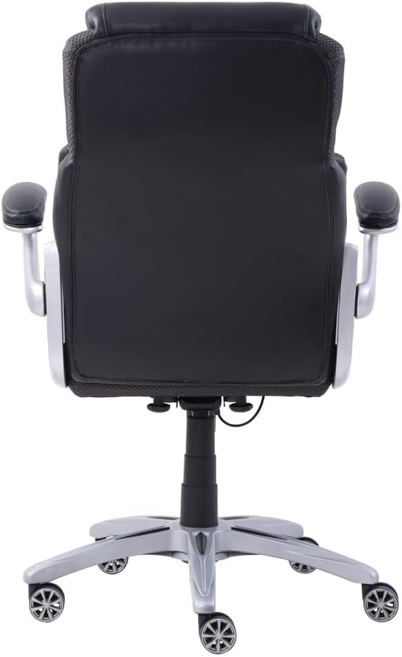 NBF Faux Leather Executive Office Chair Desk Chair - Ergonomic Chairs with Flip Arms - Modern Office Chair with Iridescent Silver Finish - Lumbar Support Office Chair (Gray)