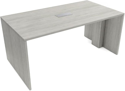 SKUTCHI DESIGNS INC. 4 Person Collaboration Table | Face-to-Face Desk | 36x66 All Laminate Team Desk with Power and Data | Lakeland Salt and Silver